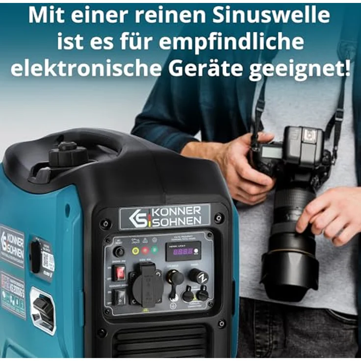 Könner & Söhnen KS 2000iGS Gas Benzin Stromaggregat 2000 Watt, leiser Betrieb, kompakte Bauweise, Notstrom – Bild 7