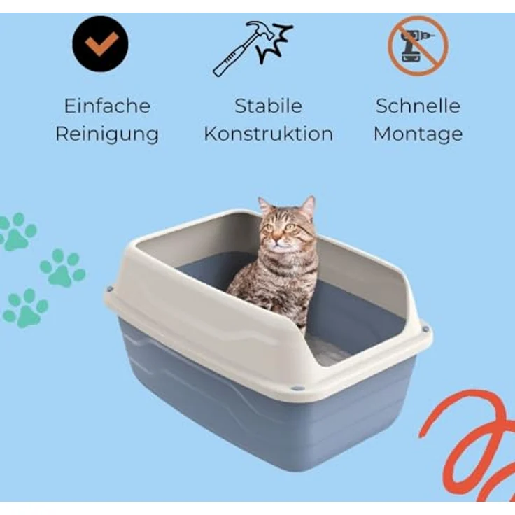 2X Katzenklo Hoher Rand Extra hohe Katzentoilette offen Katzenklo mit hohem Rand groß ohne Deckel Doppelpack Sparpaket – Bild 5
