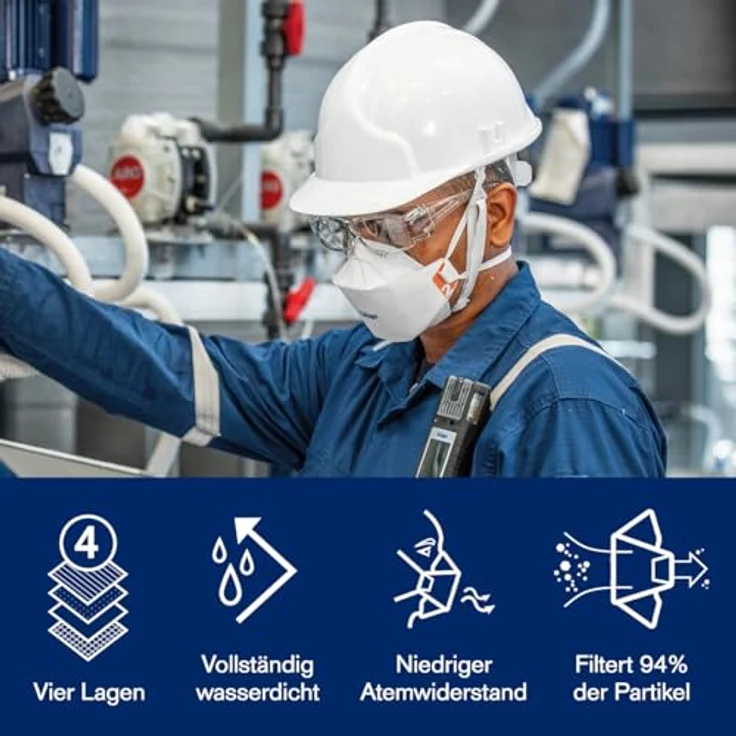 Dräger X-plore 1920 FFP2 NR D, Atemschutzmaske in Weiß, M/L, 20 Stück, hoher Filterleistungsschutz gegen Feinstaub und Partikel – Bild 4