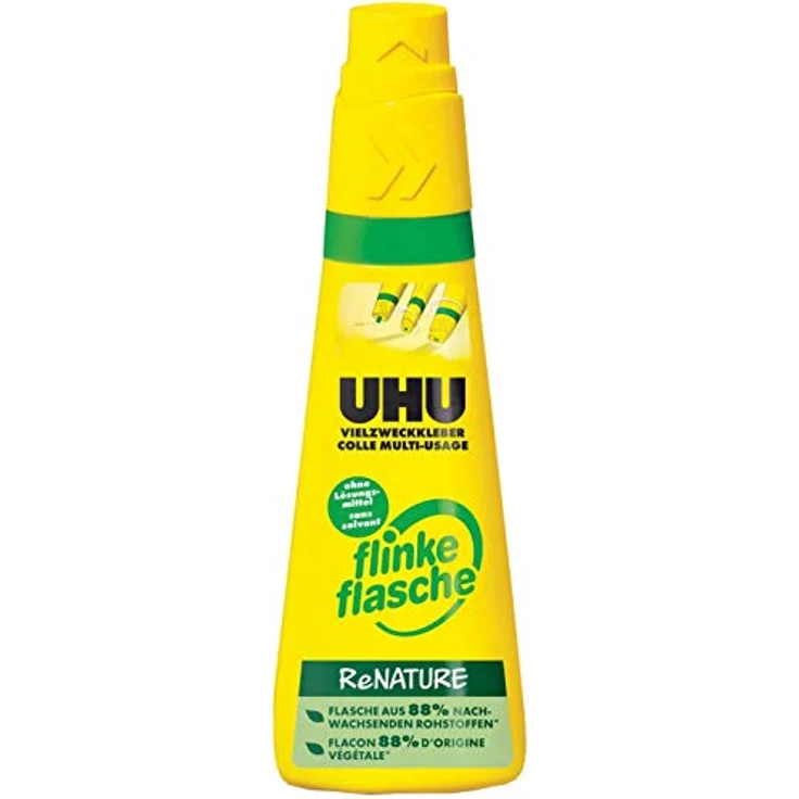 UHU 46541 - 3 Vielzweckkleber Flinke Flasche, 3x100 g, lösungsmittelfrei, Kunststoff-Flasche, ideal für Punkt-, Strich- und Flächenkleben – Bild 3