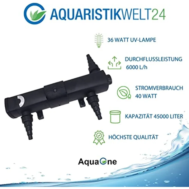 Aquaristikwelt24 Cuv-236 UVC Wasserklärer 36 Watt Aquarium Teich Algenvernichter – Bild 3