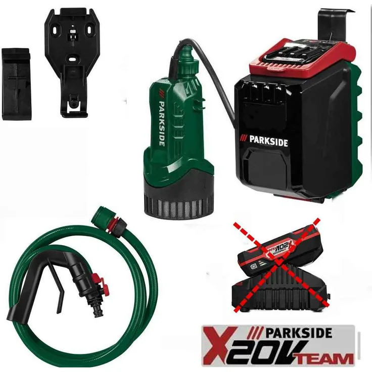 PARKSIDE 20 V Akku-Regenfasspumpe PRPA 20 -Li, leistungsstarke Tauchpumpe für flexible Wasserentnahme aus Regen-Sammelbehältern, ohne Akku und Ladegerät