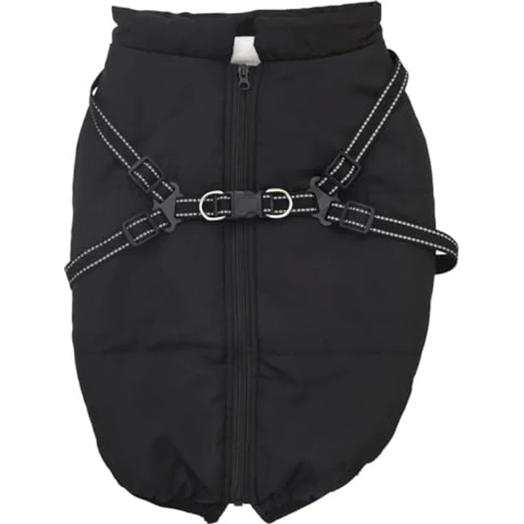 vidaXL Hundemantel mit Geschirr Wasserdicht Reflektierend Schwarz 4XL, Outdoor Hundeweste mit verstellbarem Geschirr und Reflexstreifen – Bild 4