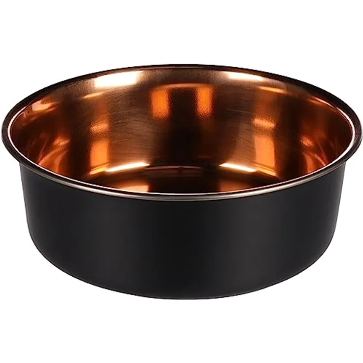 Ezra Futternapf für Lebensmittel und Wasser, Edelstahl, Schwarz, rund, 1800 ml, 21 cm