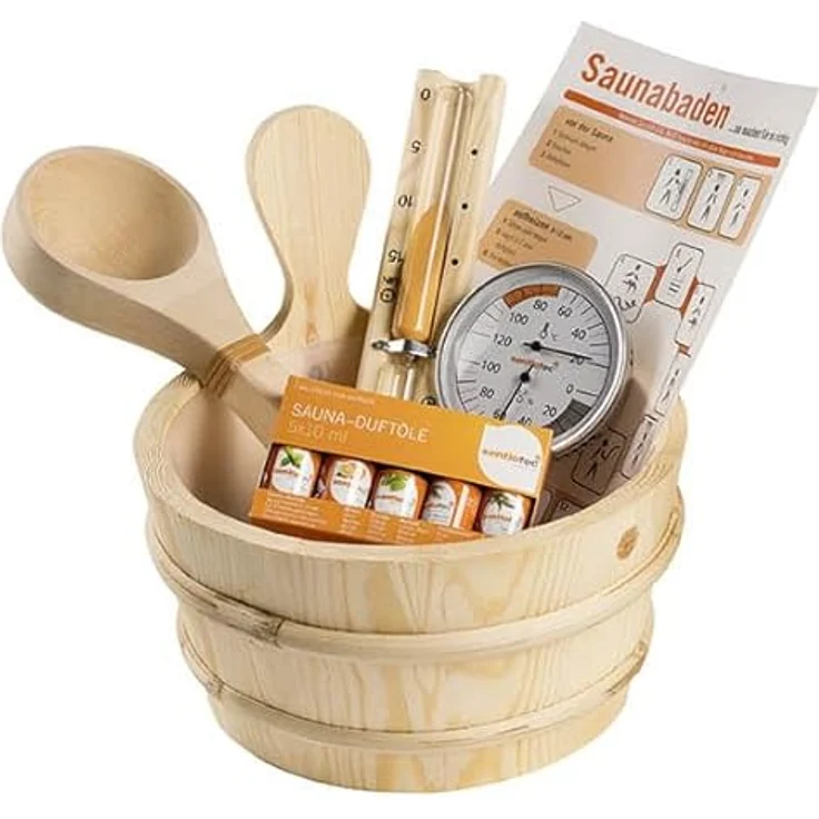 FinnTherm Fasssauna Sauna-Komplettset Ellipso S, Thermoholz, Platzsparendes Design, inkl. Saunaofen – Bild 6