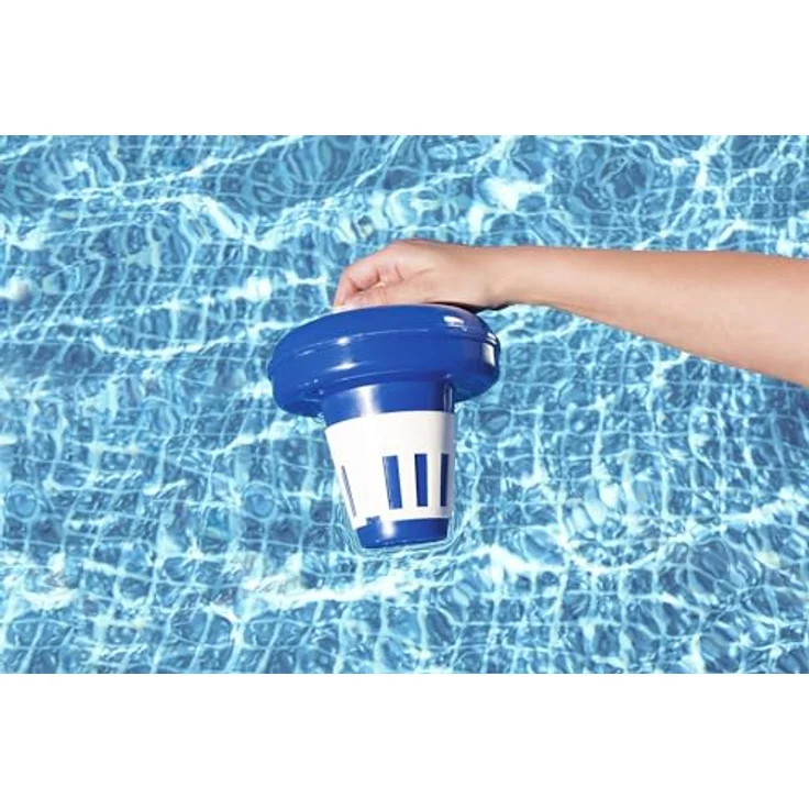 Bestway Flowclear Dosierschwimmer, 16,5 cm Ø, Blau Weiß, für Tabletten bis Ø 7,6 cm, präzise Dosierfunktion für kristallklares Poolwasser – Bild 2