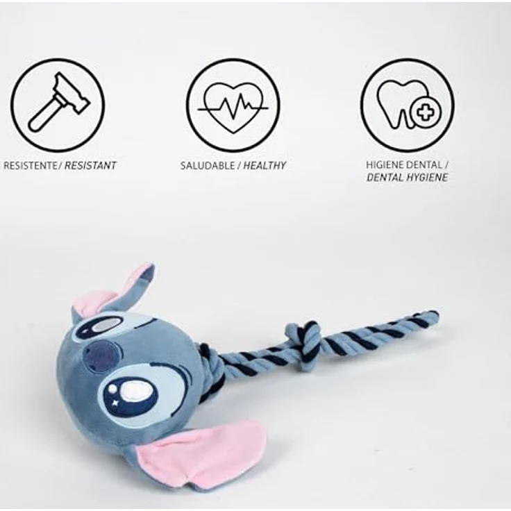 tesa Disney Stitch Hundespielzeug, Tier-Beschäftigungsspielzeug mit Ziehseil, ca. 15 x 33 x 10 cm – Bild 4