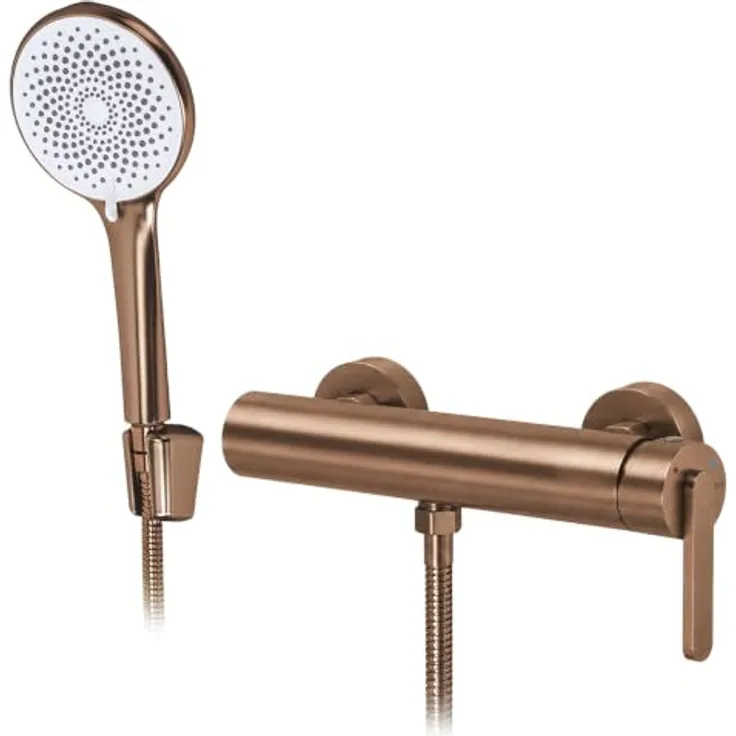 wohnwerk.idee Duschsystem Badewannenarmatur Ontario Side mit Handbrause, Messing, Chrom Kupfer, Gold Matt, Schwarz Matt, Titan