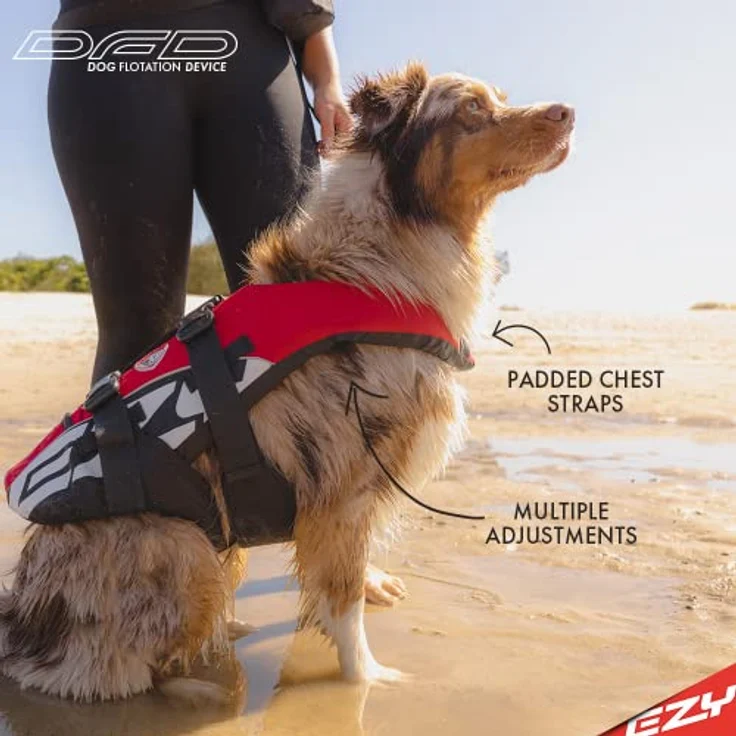 EzyDog LIFE JACKET XL, Hundeschwimmweste in Rot, verstellbare Gurte für sicheren Sitz, geeignet für Hunde von 50-66 cm und über 41 kg – Bild 6