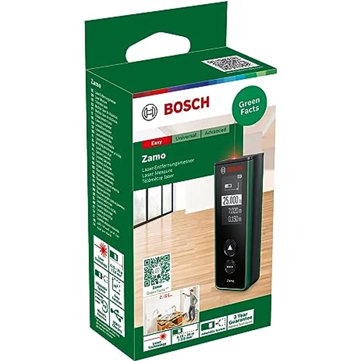 Bosch Home & Garden Entfernungsmesser Digitaler Laser-Entfernungsmesser Zamo 4, 25m Reichweite, USB-C®-Schnittstelle – Bild 3