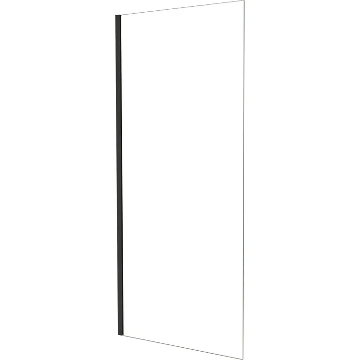 AICA Walk In Dusche 80 x 185cm, Schwarz, Duschwand aus 6mm NANO ESG Sicherheitsglas, spritzwassergeschützt, inkl. Montagezubehör
