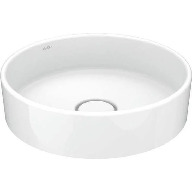 Keuco X-LINE, Keramik-Waschtisch d= 400mm, rund, mit Schaftventil G 1 1/4″, ohne Überlauf, weiß