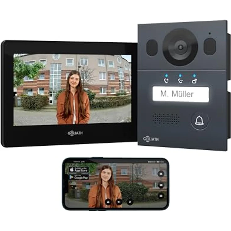Goliath Intercom Goliath Basic Line 2-Draht Video-Türsprechanlage, Full HD mit WLAN, Schwarz/Anthrazit – Bild 1
