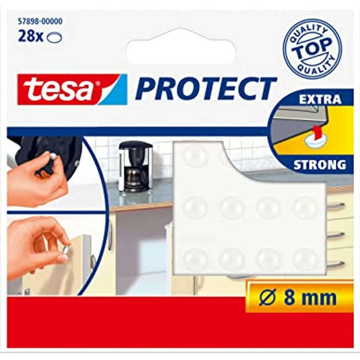 Tesa Protect Lärmstopper, rund, Ø8mm, transparent, 28 Stück