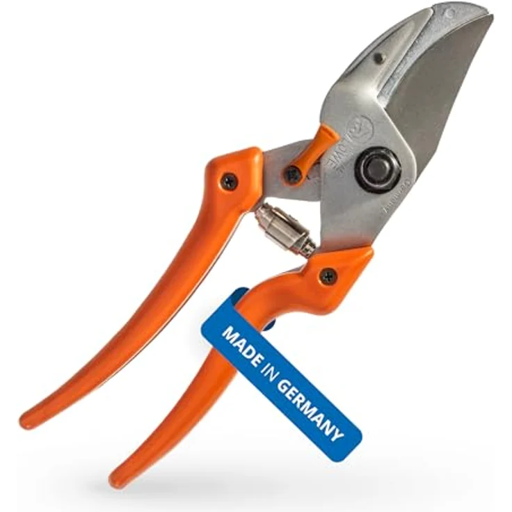 Original Löwe 8 Profi Amboss Gartenschere 8.107 mit Bypass Geometrie - scharfe handliche Schere mit Stahl-Klinge Antihaftbeschichtung und ergonomisch geformte Griffe für Schneidarbeiten im Garten Links- und Rechtshänder klein und mittelgroß – Bild 2