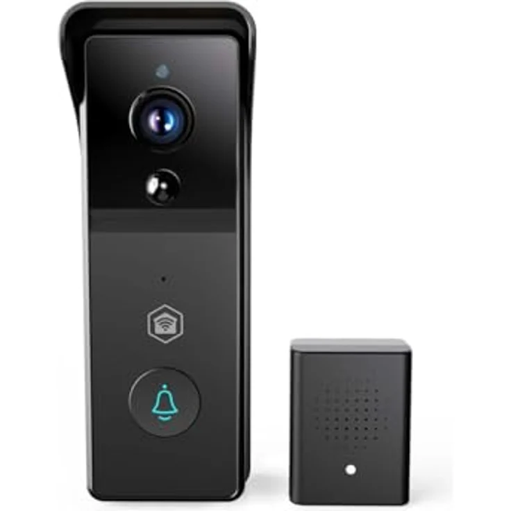 Nedis WIFICDP21BK, WLAN Video Türklingel mit 3 MP Kamera, 100° Weitwinkel, Infrarot Nachtsicht, Zwei-Wege-Audio, Akku 4400 mAh, Schwarz – Bild 2