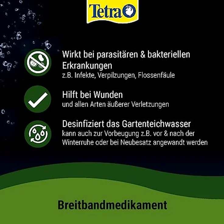 Tetra Pond MediFin (universell wirkendes Arzneimittel für alle Gartenteichfische, hilft effektiv und schnell gegen Hautparasiten und bakterielle Hautinfekte), 3 Liter Flasche – Bild 4