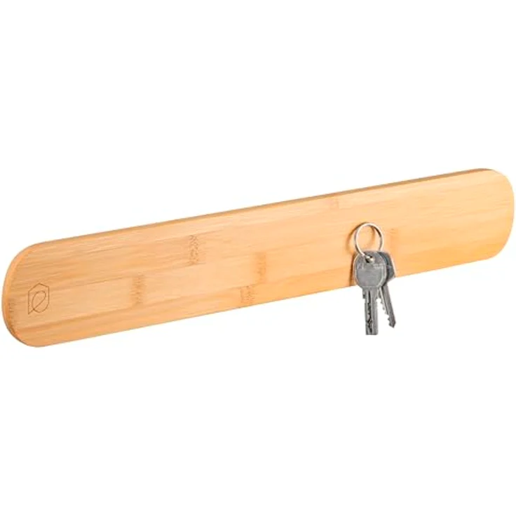 eluno Schlüsselbrett, magnetische Schlüsselleiste aus Bambus, moderne Schlüsselaufbewahrung, 45 cm, zum Kleben oder Bohren – Bild 1