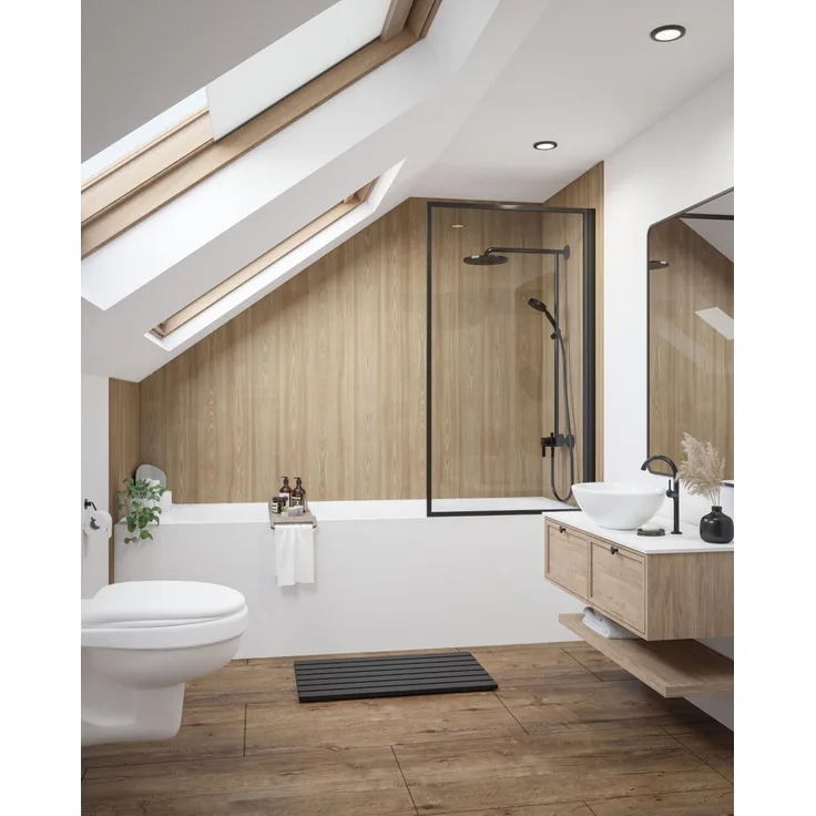 Wetwall Elite Wandpaneel Natural Wood 60 x 242 cm, fugenlose Wandverkleidung mit Nut & Feder, wasserdicht und pflegeleicht