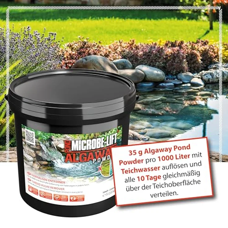 ARKA Microbe-Lift Pond Algaway Powder - 5000 g - Effektiver Fadenalgenentferner für Teiche, beseitigt Algen schnell und verhindert Neubildung, umweltfreundlich für bis zu 142.000 Liter Wasser – Bild 5