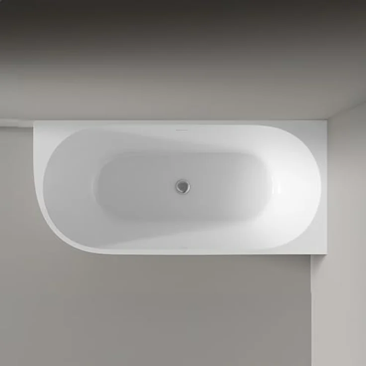 Bernstein NOVA Freistehende Badewanne, Acryl Weiß Glänzend 170x80x60 cm, doppeltwandig mit mittigem Ablauf und Pop-up-Funktion – Bild 4