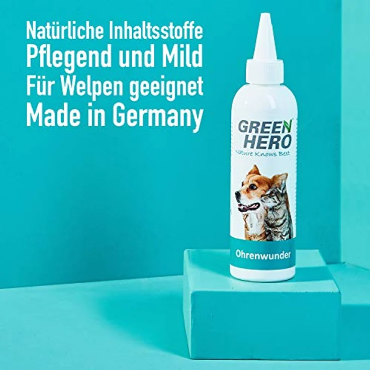 Green Hero Ohrenwunder pflegt das Ohr und unterstützt den Regenerationsprozess bei Ohrmilben Juckreiz Entzündungen Infektionen Läusen für Hund und Katze 200ml – Bild 2