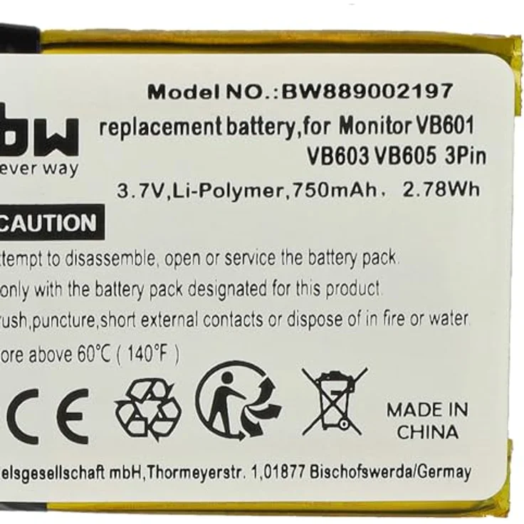 Vhbw Akku für TakTark Babyphone Babytalker, 750 mAh, 3,7 V Li-Polymer mit Kurzschluss- und Überhitzungsschutz – Bild 5