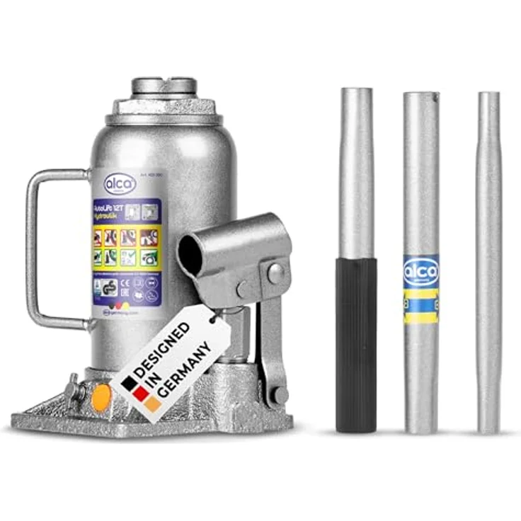 alca® Auto Lift Hydraulik 12t, hydraulischer Wagenheber mit Doppelkolben, Verlängerungsschraube, Hubhöhe 215–400 mm, nachfüllbares Öl, GS geprüft – Bild 1