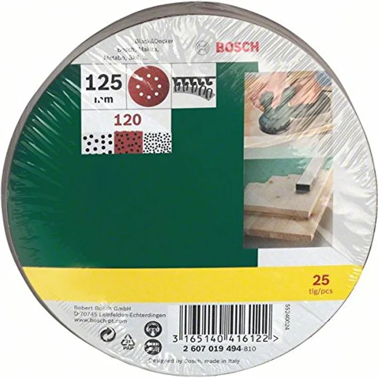 Bosch 25tlg. Schleifblatt-Set verschiedene Materialien für Exzenterschleifer (Körnung 120) - Preisvergleich – Bild 2