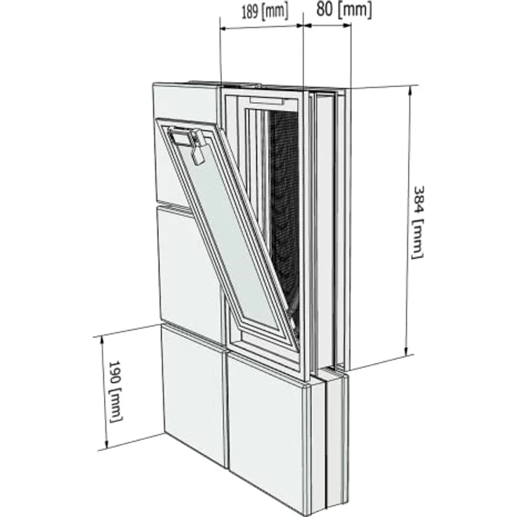 Fuchs Design Lüftungsfenster (189x384x80 mm) Weiß anstatt 2 Glasbausteine im Format 19x19x8 cm – mit Fliegengitter – Bild 4
