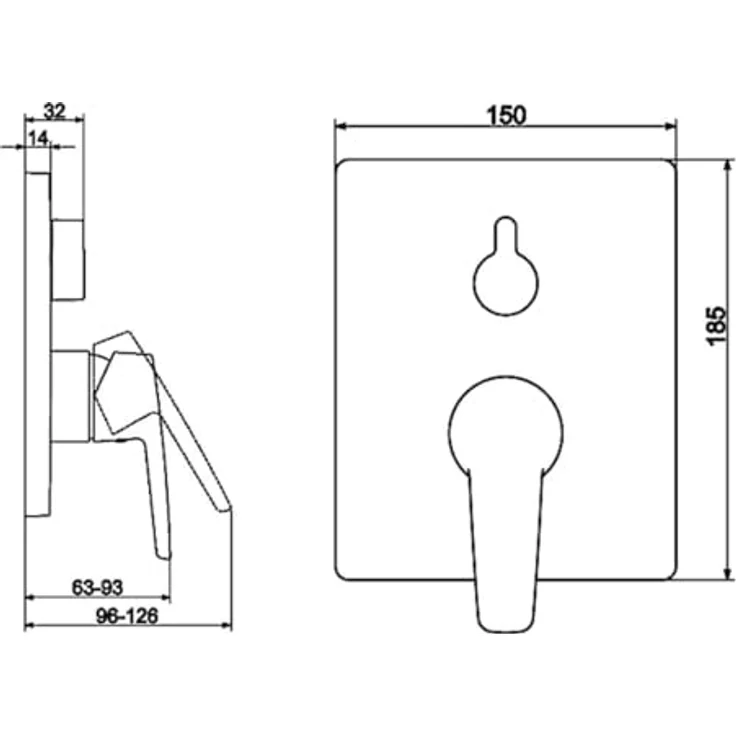 Hansa Badarmatur HANSAPOLO Fertigmontageset für Wanne/Brause, Drehumsteller, Unterputz, Chrom 80609093 – Bild 3
