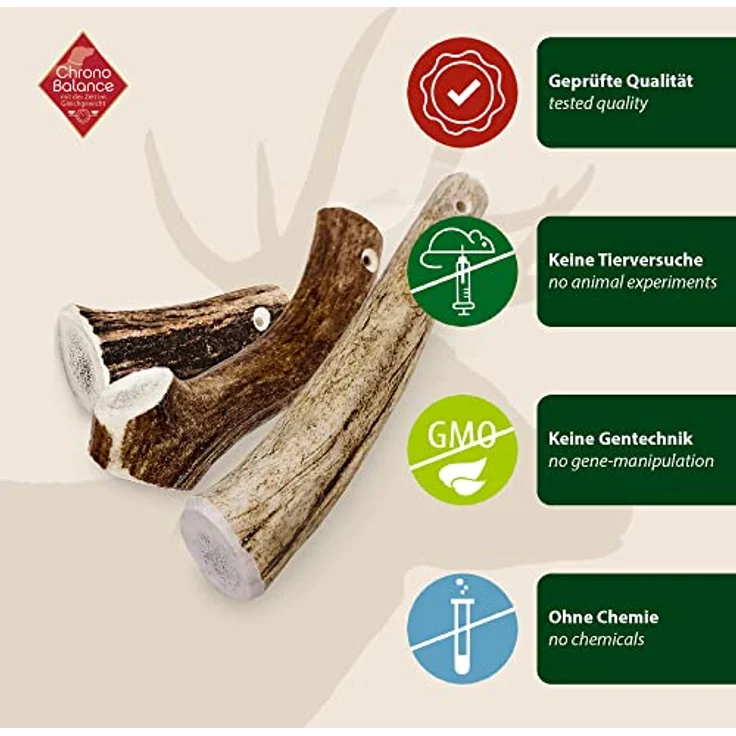 ChronoBalance® XL (5er Set) Hirschgeweih Hundespielzeug, Zahnpflege, Kausnack, Kauknochen - Naturbelassen, ohne Zusätze – Bild 4