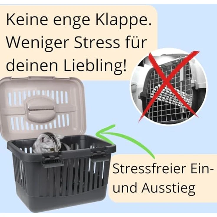 GarPet 2X Katzentransportbox Oben Öffnen Open Top Stressfrei Dachöffnung Hundetransportbox Hunde Katzen Kleintier Transport Box Transportbox – Bild 3