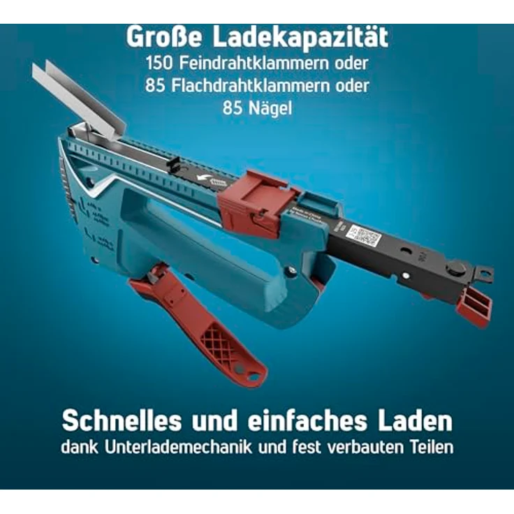 NOVUS Nagler Novus Tools J-29 030-0460 Handtacker Klammerntyp Typ 53F, Typ 53, Typ - Profi-Tacker mit Metall-Gehäuse, Feindraht- und Flachdrahtklammern, 16 mm Nägel, inkl. 1800 Feindrahtklammern A, Ergonomischer Softgrip-Hebel, Blau – Bild 7