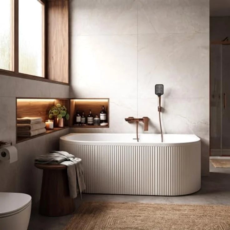 wohnwerk.idee Wannenarmatur Joe PREMIUM, Wasserfallauslauf für Wandmontage, robuste PVD-Beschichtung – Bild 5