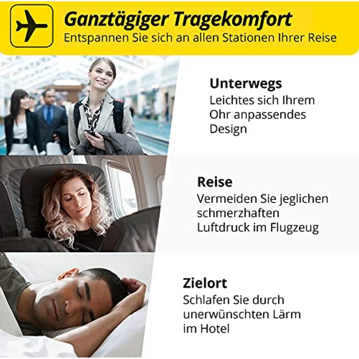 Alpine FlyFit Gehörschutz Ohrstöpsel für Flugzeuge - Regulieren den Luftdruck zur Vorbeugung von Trommelfellschmerzen - Weiche Filter für Reisen - Bequemes hypoallergenes Material - Wiederverwendbar – Bild 5