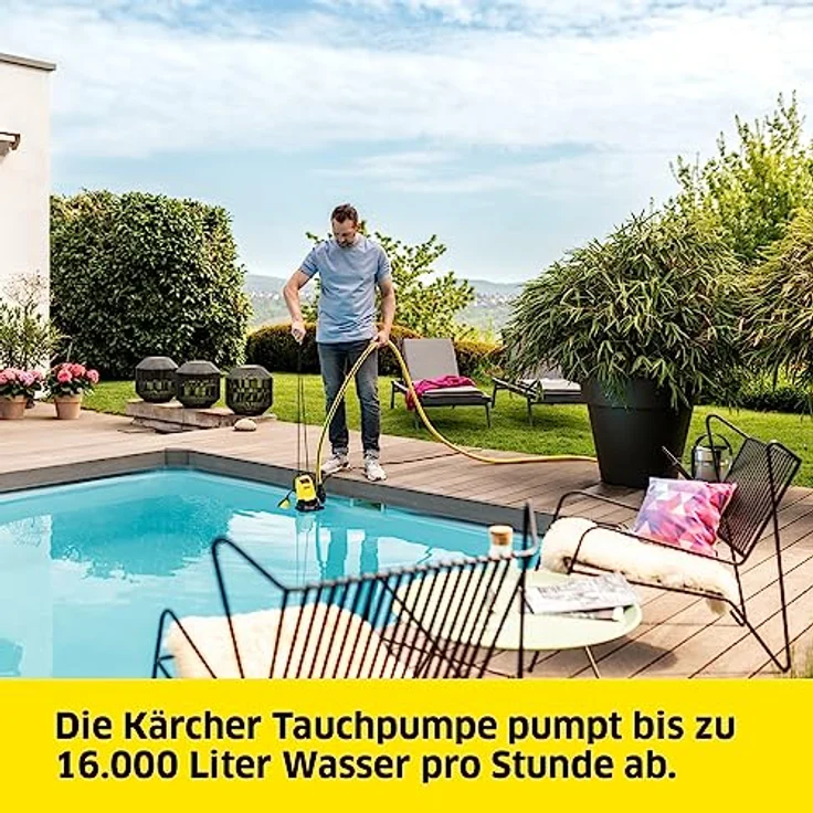 Kärcher SP 16.000 Dual flachsaugende Schmutzwasser-Tauchpumpe, Fördermenge: 16.000 l/h, Eintauchtiefe: max. 7 m, für Schmutzwasser mit Partikeln bis zu einer Größe von 20 mm, Restwasserhöhe: 1 mm – Bild 2
