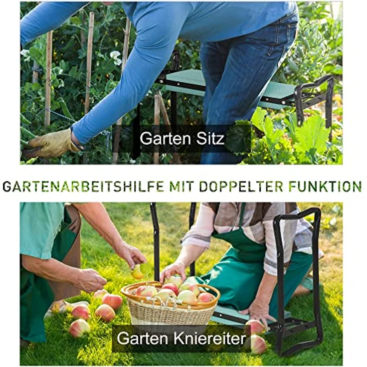Outsunny Kniebank für Gartenarbeit Klappbarer Gartenhocker Gartenbank Kniehilfe bis 150 kg EVA-Schaumstoff Stahl Dunkelgrün 58 x 28 x 49 cm – Bild 4
