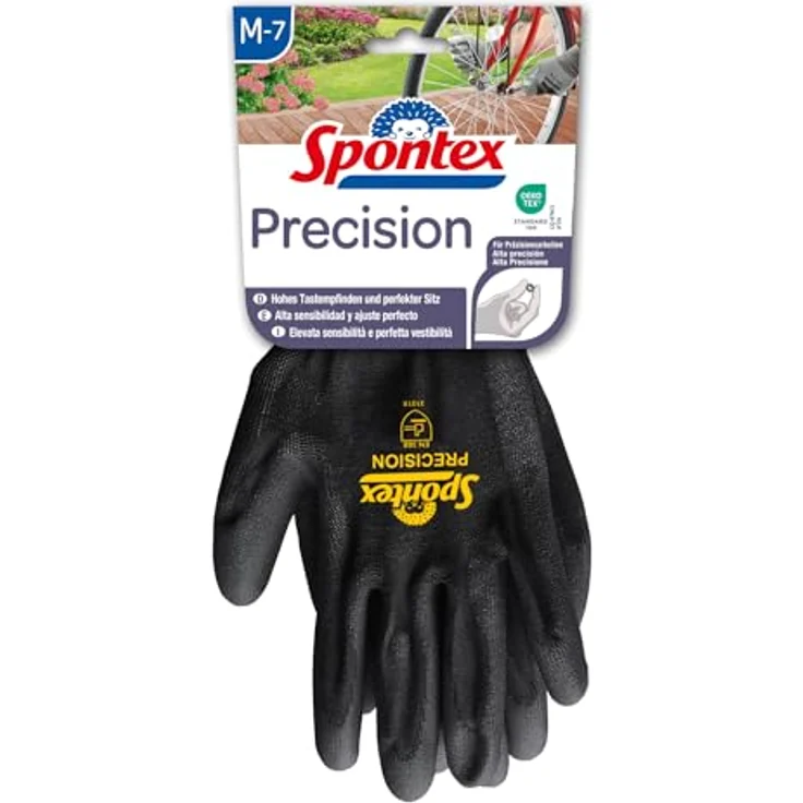 Spontex Precision Handschuhe, ideal für feine Arbeiten im Trockenbereich, mit PU-Beschichtung, hohes Tastempfinden, Größe M, 1 Paar – Bild 2