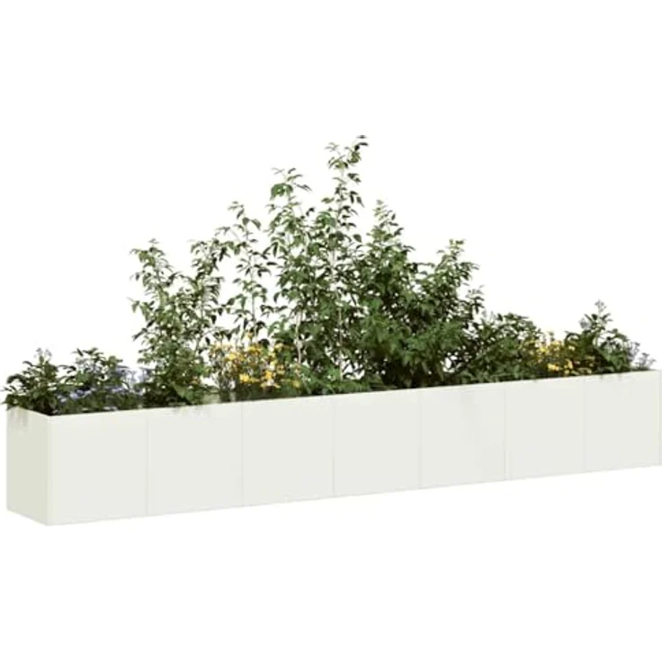 vidaXL Pflanzkübel Weiß 280x40x40 cm Kaltgewalzter Stahl, Robust und geräumig – Bild 2