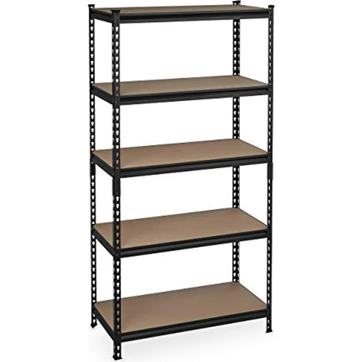 Schwerlastregal zum Stecken, HBT: 183x91x46 cm, Traglast: 1800 kg, 5 Ebenen, Keller & Garage, Stahl, schwarz – Bild 1