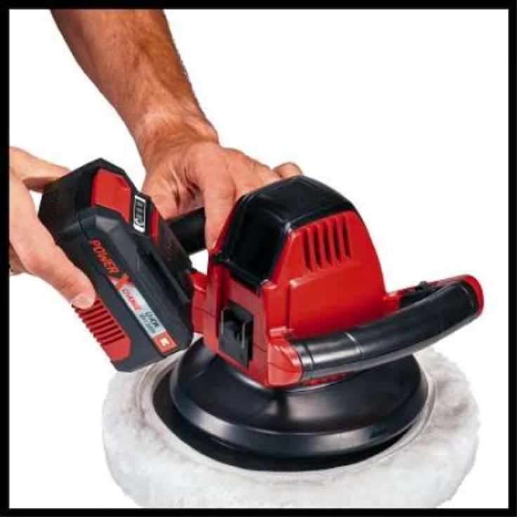 Einhell Akku-Autopoliermaschine CB 18-254 Li-Solo Power X-Change PXC (Li-Ion, 18 V, 2.500 U.-Min., Überlastschutz, inkl. 1x Textil-Polierhaube, 1x Synthetik-Polierhaube, ohne Akku und Ladegerät) – Bild 2
