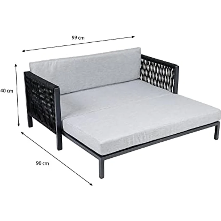 Greemotion PET Hundesofa aus Aluminium mit Ropes, ca. 100 x 40 x 117 cm, anthrazit/grau – Bild 2
