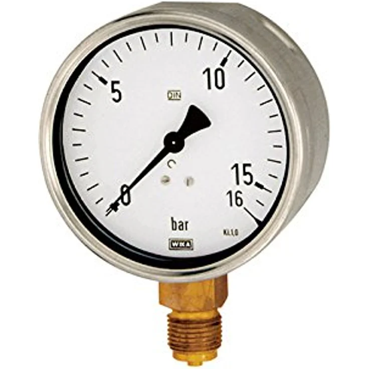 RIEGLER 102024-503 Federrohrmanometer, Robustausführung, G 1/2 Anschluss, Druckbereich 0-1,6 bar, Ø 100 mm, 1 Stück