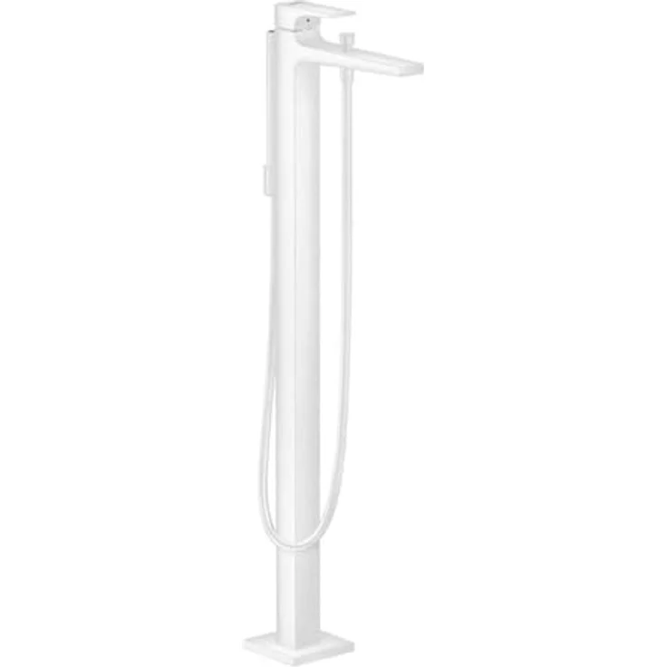 hansgrohe bodenstehende Wannenarmatur, Einhebel-Wannenmischer für 2 Funktionen, Mattweiß, QuickClean-Technologie – Bild 1