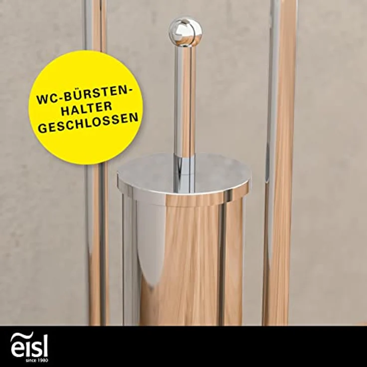 EISL Stand WC Garnitur BA0001 Chrom, Bad Zubehör mit Toilettenpapierhalter und WC-Bürstenhalter für das Badezimmer, Moderne Badezimmer Deko, Rollenhalter, 800mm – Bild 4