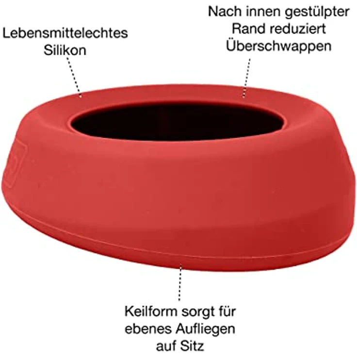 Kurgo Anti-Schlabber-Napf Splash-Free Wander Water Bowl, auslaufsicherer Napf aus lebensmittelechtem Silikon, 710 ml, rot – Bild 2