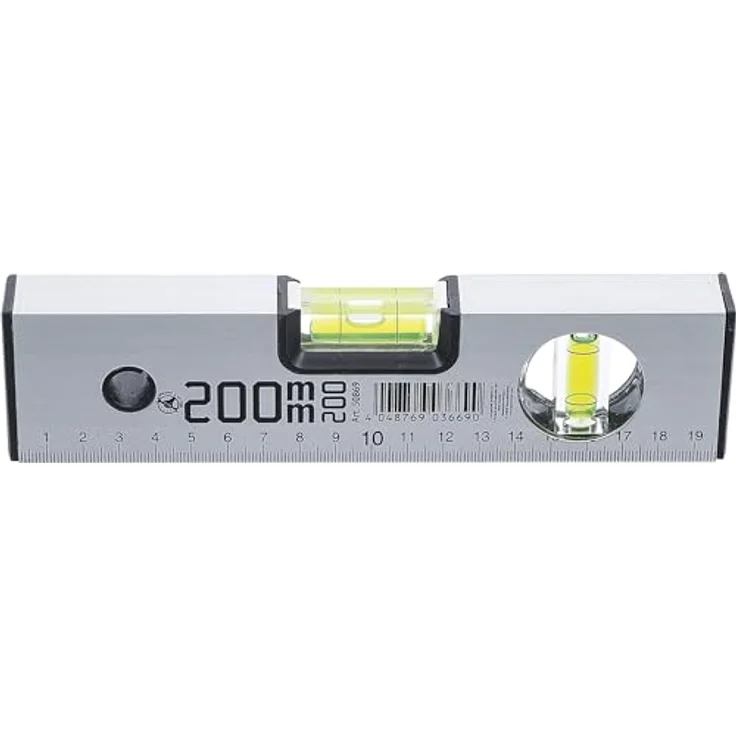 BGS Do it yourself 50869 | Wasserwaage 200 mm | Aluminiumkörper, horizontale und vertikale Libelle – Bild 2