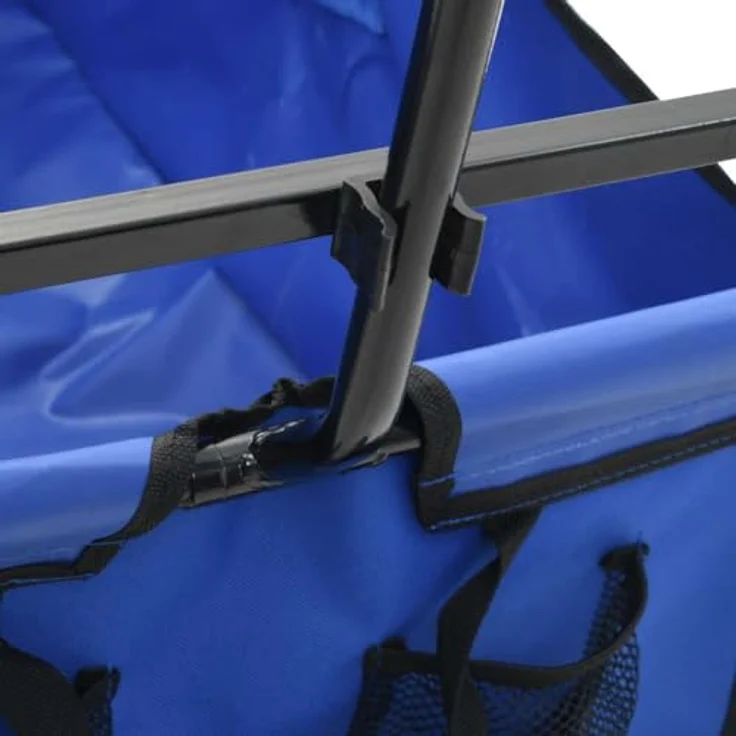 vidaXL Faltbarer Handwagen Bollerwagen, 75 kg Tragfähigkeit, Klappbar, Blau, mit drehbaren Vorderrädern – Bild 5