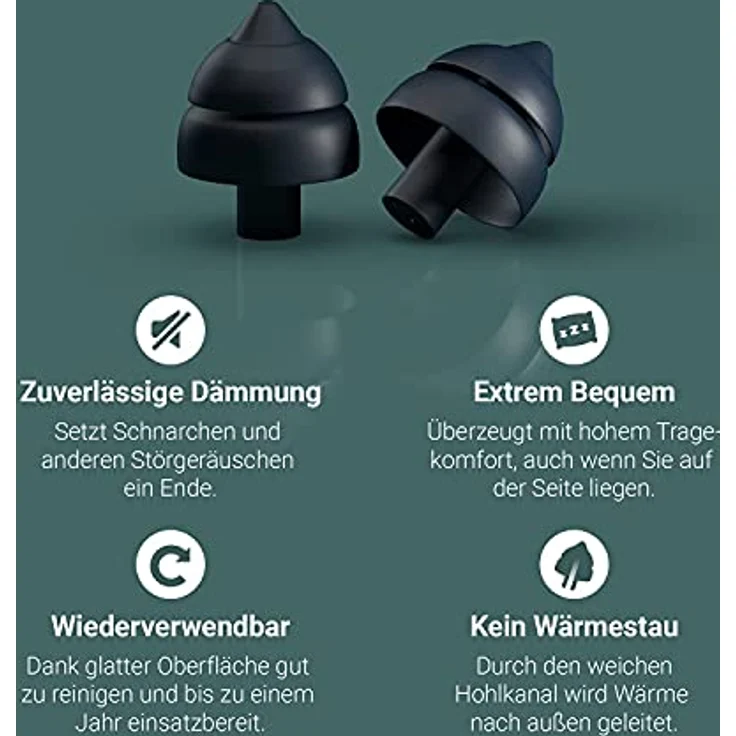 SweetDreams Ohrstöpsel zum Schlafen, extraweich, wiederverwendbar - inklusive Reinigungsspray & Case – Bild 2